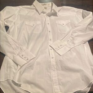 Vintage sheplers western Pearl snap dress shirt men’s tall 18.5–37 white
